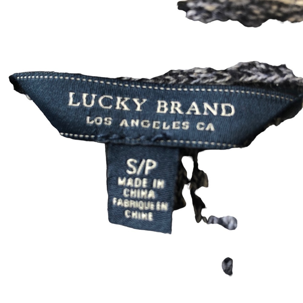 Lucky Brand Cotton Open Front Cardigan Jacket Women SP Blue White Folk Art Weave - Picture 6 of 7